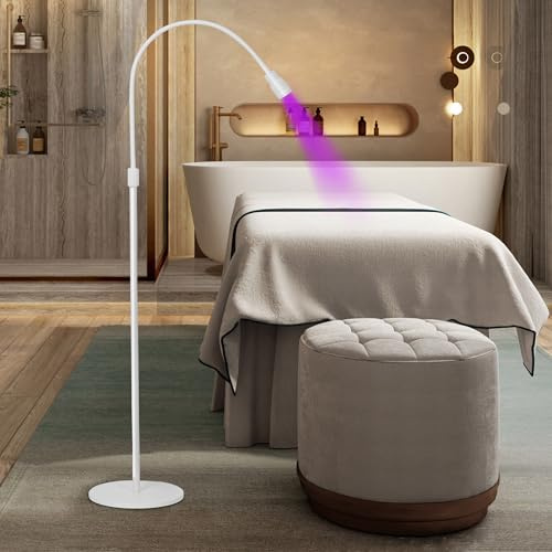 Eccuslon UV Wimpern Lampe, 10W LED-UV-Licht für Lichthärtenden Anwendungen, Schwanenhals Wimpernlicht, 1-3 Seconds Quick Healing, Wimpernverlängerung Einstellbare Punktgröße with Fußschalter,Weiss
