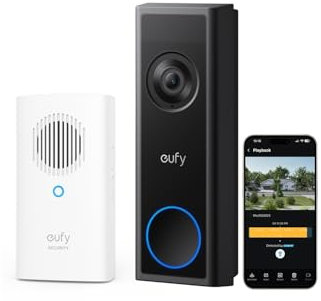 eufy Security Video Doorbell Camera Wireless C31 with Chime, 2K FHD, Dual Power Options, Live Video Call, Easy Installation, Quick-Release Battery, 24/7 Recording, No Monthly Fee (Renewed)