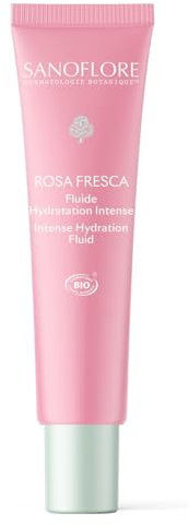 Sanoflore Rosa Fresca, Fluide Hydratation Intense Bio, Soin Visage à l'Acide Hyaluronique et Rose, 99% Naturel