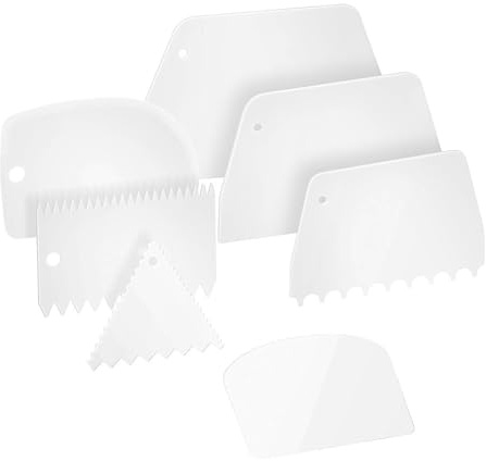Funalix Lot de 7 spatules à pâte, en plastique, pour pizza, pâtisseries, pain, lissage de gâteaux, accessoires de cuisson (blanc/7 tailles)