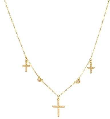 RDSGYZ Anhänger Kette Gold 750 Damen, Halskette mit Anhänger Kreuz mit Moissanite Gold Kette Frauen 45CM für Hochzeit