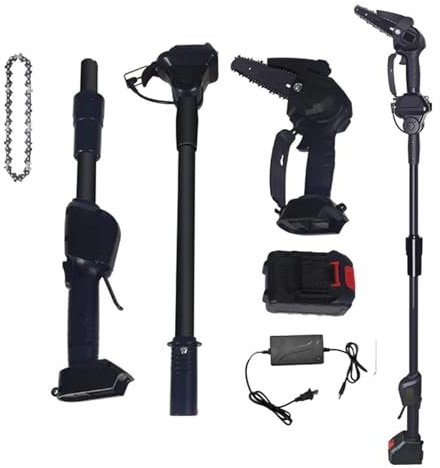 Cordless Pole Saw 2 in 1 Electric High Branch Pruner, 24V Battery Powered Mini Chainsaw, 8cm Cutting Diameter for Tree Trimming, Telescopic Long Reach (1.7M)