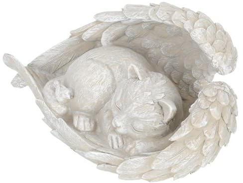 COHEALI Pierre Tombale Commémorative pour Animaux en Résine Indéformable, Statue Ange Chat Décorative pour Jardin et Intérieur, Ornement Funéraire Solide et Taille Pratique