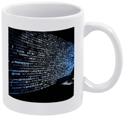 FekiLoot Programmer Programming Code Mugs 12 Oz Ceramic Coffee Cup Classic White Coffee Mug with Handle Personalized Funny Porcelain Tea Cup Sublimation Mug for Latte Cappuccino Milk Cocoa