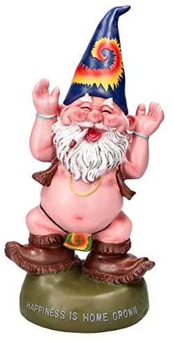 Pacific Giftware Gartenzwerg Figur Hippie Gnom Freudentanz 34,5 cm | Garten Zwerg Statue nackt Kiffer lustig witzig