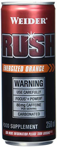Weider RUSH Ready-to-Drink Pre-Workout Booster, Energized Orange, 250 ml, mit Koffein & Arginin