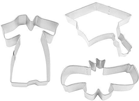 NCS Ausstechformen-Set zum Schulabschluss, Kleid 10,2 cm, Kappe 11,4 cm, Diplom 10,2 cm, 3-teilig, verzinnter Stahl