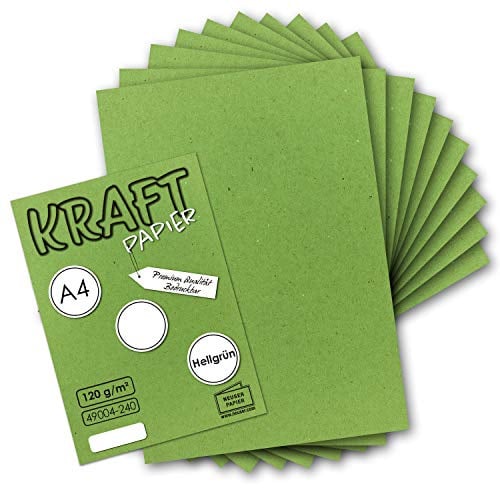 50 Blatt Vintage Kraftpapier in Hellgrün DIN A4 120g Hellgrünes Recycling-Papier, komplett ökologischer Brief-Bogen - Briefpapier - UmWelt by GUSTAV NEUSER