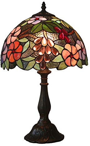 GDLight Tiffany Stil Trauben Tischlampe Vintage handgemachte Glasmalerei Schreibtischlampe American Pastoral Leseleuchten für Wohnzimmer Schlafzimmer Nacht Cafe Bar