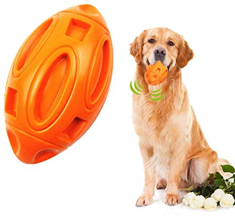 YF Hundeball Unzerstörbares Hundespielzeug, robuster Gummi Hund Rugby Ball Hund Kauspielzeug mit Quietscher für aggressive Kauer, große/mittelgroße Hunderassen