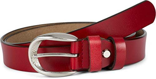styleBREAKER Unisex schmaler Echtleder Gürtel Unifarben mit geprägter Schnalle, Leder Einfarbig, kürzbar 03010115, Farbe:Weinrot, Größe:85cm
