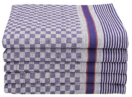 Betz Geschirrtücher Geschirrtuch Gläsertücher Küchentuch Halbleinen Jacquard MCT-13 Arbeitshandtuch Größe 50 x 70 cm blau 5 Stück