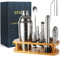 Cocktail Shaker Set 12-Piece | Premium Stainless Steel 25oz Bartender Kit with Strainer & Bar Tools - Professional Barware for Home Parties