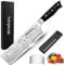 MOSFiATA 7” Chef's Knife, Japanese Meat Cleaver Kitchen Knife, Vegetable Cooking Knives Set, German High Carbon Stainless Steel with Ergonomic Handle, Finger Blade Guard Gifts for Women Men