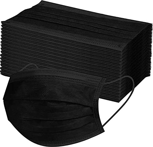 EWANTO Einweg Gesichtsmaske aus Vlies,Hygienemaske, Maske zum Mund Nasen Schutz mit Ohrenschlaufen (Schwarz, 200 Masken)