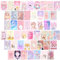 L1rabe 50 Stück Kawai Anime Ästhetisches Bild Wand Collage Kit, rosa Cartoon zusammengebautes Druckkarten-Set, Schulanfang, Wohnheim, Foto-Poster, Display, trendiger Stil, Mädchen, Geschenke