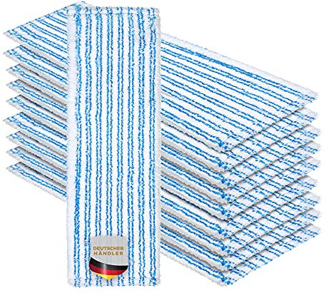 Okaei 5 Stück Wischmopp Bezug (50 cm) - Premium Bodenwischer-Wischbezug aus 100% Microfaser - Bezug Optimal zur Gründlichen Reinigung von Glatten & Leicht Unebenen Böden - Mikrofaser Moppbezug Blau
