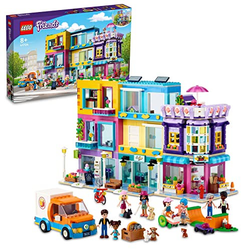 LEGO 41704 Friends Edificio de la Calle Principal, Peluquería, Tienda, Casa de Muñecas, Juguete de Construcción para Niñas y Niños a Partir de 8 Años