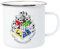 Silver Buffalo Harry Potter Hogwarts Tasse mit Wappen der Hexerei und Zauberei, Gryffindor, Slytherin, Hufflepuff und Ravenclawe, Emaille, 600 ml