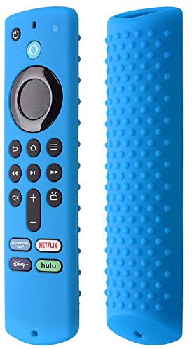 CUSTODIA SILICONE COVER TELECOMANDO PROTETTIVA PER AMAZON FIRE TV 4K MAX ALEXA (Azzurro)