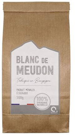 Blanc de Meudon - 500g - Fabriqué en Bourgogne - Nettoyant Multi-Usage Écologique pour Vitres, Inox, Cuivre, Laiton, Marbre et Argenterie – Sachet Kraft