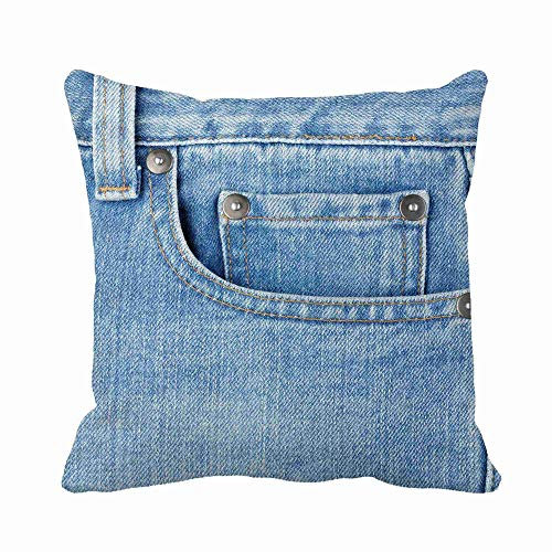 Kopfkissenbezug Blaue Niettasche Auf Jeans-Segeltuch-Denim-Kleidungsstückmaterial Kissenbezug Gemütliche Sofakissen Bezug Moderne Kissenbezüge Für Kissen Couch 45X45Cm