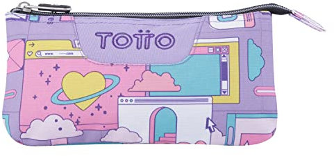 TOTTO Estuche Escolar Tres Compartimentos Morado ciber - Tablero