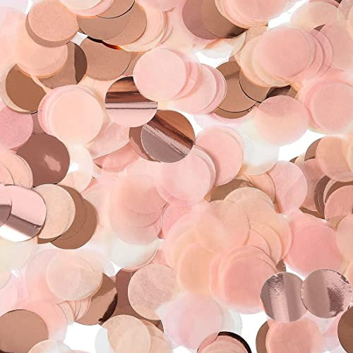 MenYiYDS 20 g confeti oro rosa redondo de 1 cm papel tisú metalizado coctelera decoración de mesa para cumpleaños boda decoración juvenil aniversario fiesta decoración
