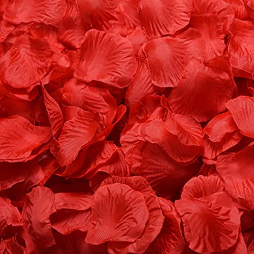 Mikihat 1200 Stück Rosenblätter, Rosenblätter Hochzeit, Rosenblätter Kunstblumen Seidenblumen Rosenblatter Blumen für Hochzeit Geburtstag Valentinstag Geständnis Romantische Dekoration (Rot)