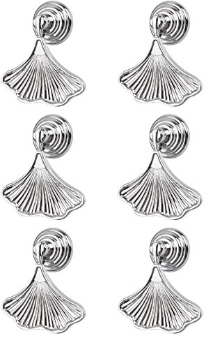 MOROBOR Ginkgo Leaf Shape Knob Handles, 6pcs Silvery Drop Pendant Pull Handle,Hardware Drawer Single Hole Handle for Wardrobe Cupboard Closets Cupboard