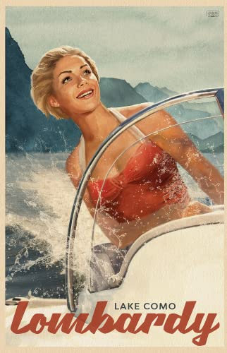 Lake Como Lombardy Poster Reproduktion – Format 50 x 70 cm auf Luxuspapier 300 g. Hohe Qualität. Alle Formate möglich.
