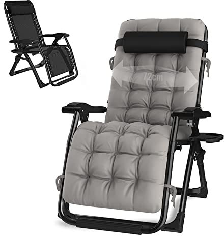 Sunloungers Sun Loungers for Garden Foldable Zero Gravity Chair Stable Extra Wide Ergonomic Patio Recliner Folding Reclining Chair Load-Bearing 200kg