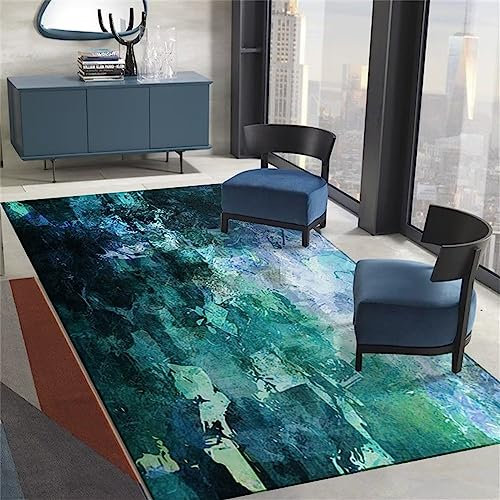 RUGMRZ Kinder Teppiche Jungs Beständigkeit gegen Flecken im abstrakten Stil mobel fur wohnzimmer Türkis Auslegware Teppichboden deko jugendzimmer Kinder Teppiche Jungs Teppich Für Balkon Wetterfest200