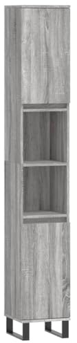vidaXL Badschrank, Badezimmerschrank mit viel Stauraum, Hochschrank mit Eisenbeinen, Aufbewahrungsschrank Bad Badezimmermöbel Badmöbel, Grau Sonoma Holzwerkstoff