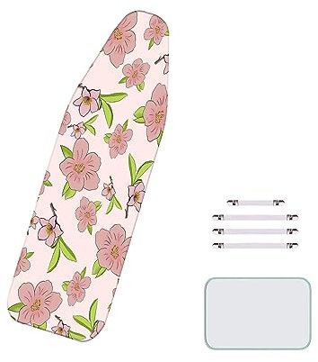 BLEDD 60 x 160 cm/XXL, copriasse da stiro extra large con 4 clip e panno da stiro, feltrini spessi resistenti al calore, bella copertura per asse da stiro