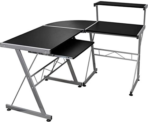 Computertisch Study Table Sekretär Schreibtisch Eck-Computertisch Schwarz 132x112x99 cm Holzwerkstoff