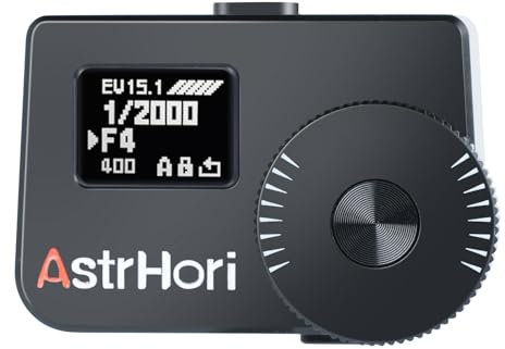 AstrHori AH-M1 Belichtungsmesser in Echtzeit 0,66'' OLED-Bildschirm mit integrierter Cold Shoe Halterung Batterie für Verschiedene Kameras Schwarzes Messing
