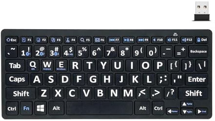SueaLe 78 Keys Low Vision Elderly Keyboard Large Font Print 2.4G Wireless Keyboard Old People Keyboard Bluetooth-compatible Keyboard For Visually Impaired