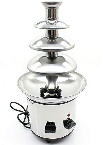HarBin-Star Fuente de chocolate 170 W - 4 pisos, capacidad máxima 1 kg de chocolate, acero inoxidable, apta para lavavajillas, fuente de chocolate, fondue de chocolate
