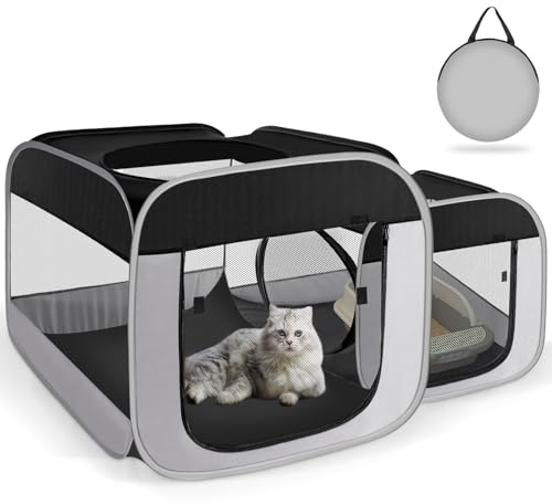 Tailtastic Large Cat Playpen with Separate Areas,Outdoo&Indoor Cat Enclosures,Portable Pet Playpen for Indoor Cats,Puppy and Small Animals, Dog Playpen with Carrybag.