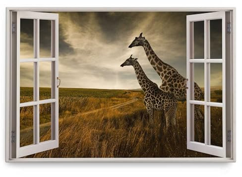 Paul Sinus Wandbild 120x80cm Fensterbild Afrika Wildnis Giraffen Horizont Natur