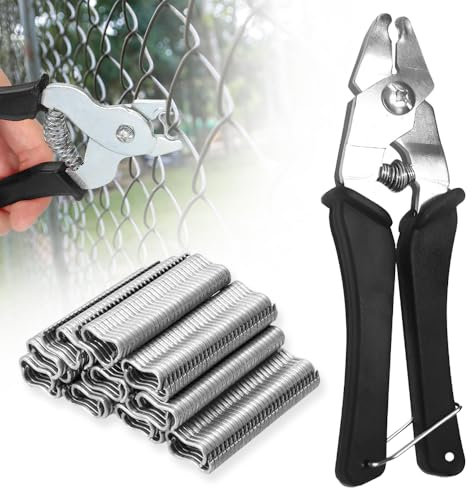 yotutun Wurstclipper Zange mit 1200 Clips, Wurstclipper Clips Zaunzange Hog Ringzange Hog Ring Zange Drahtbefestigungszange für Matratzen Auto Kissen Sofas Zäune Pet Käfige