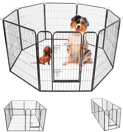 PAITSY Laufstall für Hunde, Welpen und Kaninchen, Gardeo80x100x8, 8 Paneele 80x100 cm, 2,56 m², modular, für drinnen und draußen, faltbar, 5 Jahre Garantie