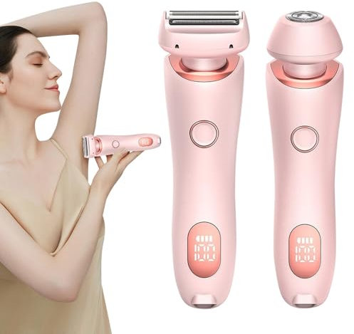 KUWUNG Intimrasierer für Frauen, Damenrasierer Elektrisch, Skin Glow Pro Rasierer mit Wechselklinge, 2 in 1 Nass und Trocken Elektrischer Rasierer Damen für Gesicht Beine Körper