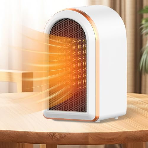 DAJASD Portable Electric Heater with Overheat and Tip-over Protection, 1200W PTC Ceramic Fan Heater with 2 Heat Modes & Thermostat, Energy-Saving Space Heater for Desktop Office Home Rooms