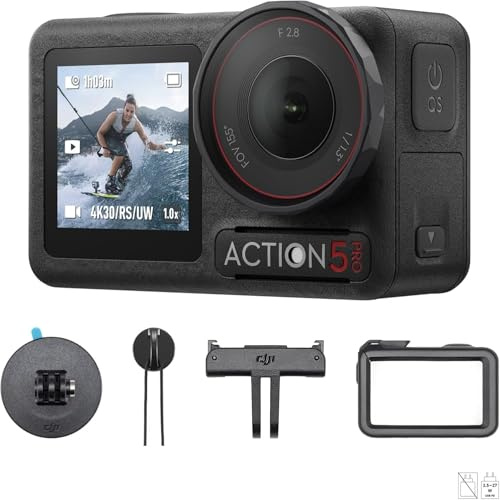 DJI Osmo Action 5 Pro Surfing Combo, 4K-Action-Cam für Surfer | 4K/120fps Videos, zwei OLED-Touchscreens, Stabilisierung, wasserdicht für Sport, mit Surfingsicherung, ideal für Surfer