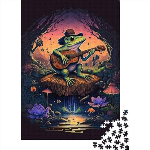 Banjo spielender Frosch, Puzzle für Erwachsene, 1000 Teile, Puzzle für Erwachsene, Puzzle 1000 Teile, Geschenke für Erwachsene, 1000 Teile (75 x 50 cm)