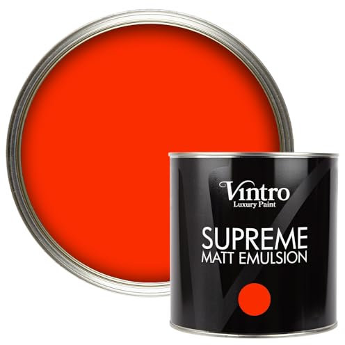 Vintro | Luxury Matt Emulsion | Smooth Chalky Finish | Multi Surface Paint | for Walls, Ceilings, Wood and Metal 2.5L (Bright Red - Racing Red, 2.5 Litre)