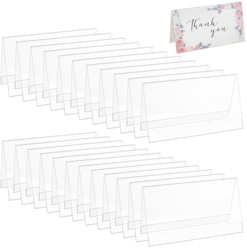 BENECREAT 24 Pack Clear Plastic Name Plates, 18x9.8cm Name Tent Holders, V-Shaped Name Display Board for Desk Office Business Conference Meetingroom School