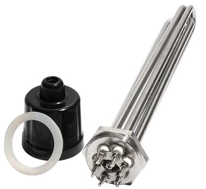 KEUQIXMR Thermoplongeur tubulaire 1 1/2 BSP/DN40, tout 304SUS, avec vis de mise à la terre, élément chauffant 220V/380V for eau/huile(220V,6KW 250mm)